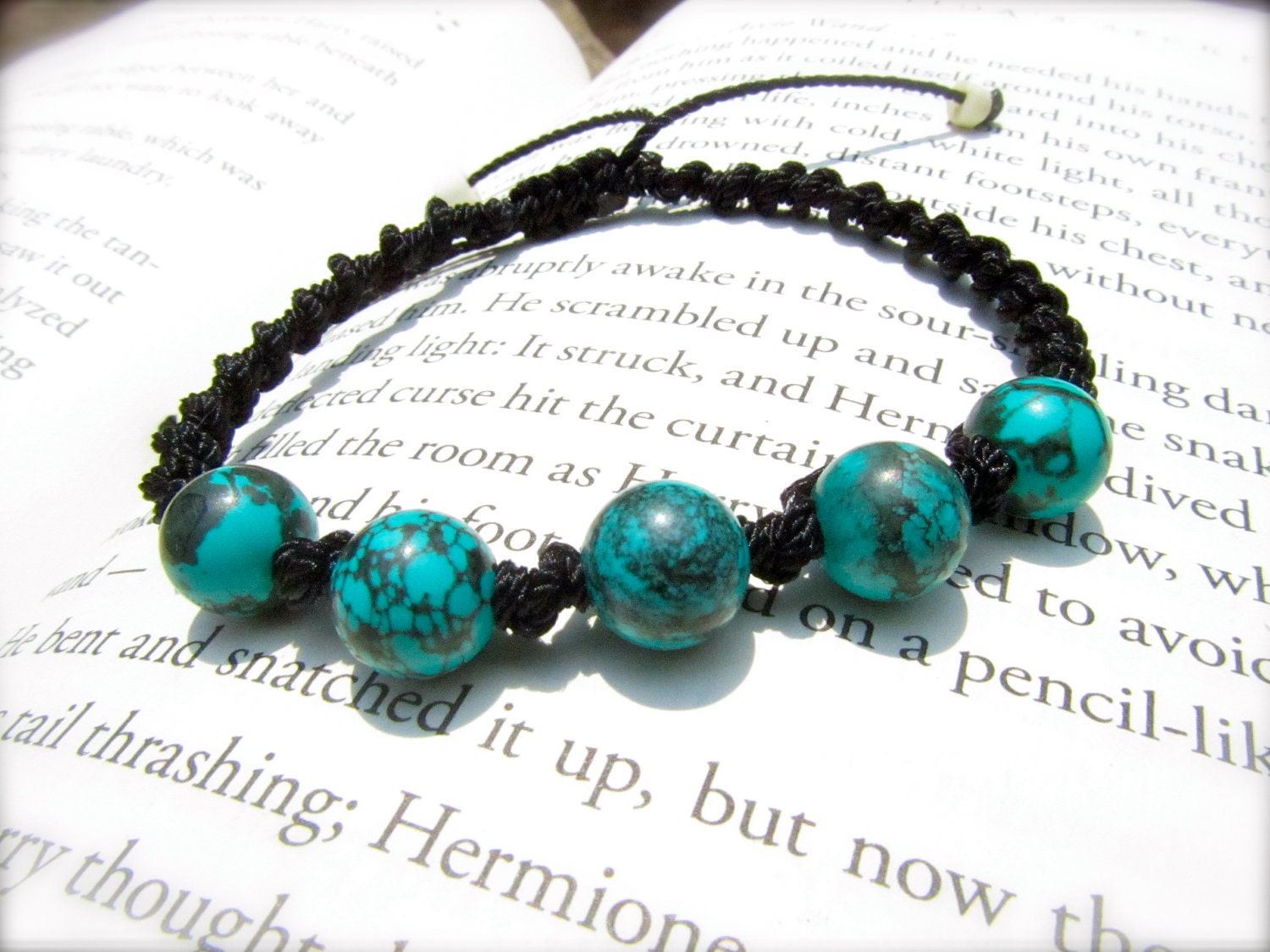 Turquoise Macrame Adjustable Bracelet - Stone of PROTECTION and FRIENDSHIP