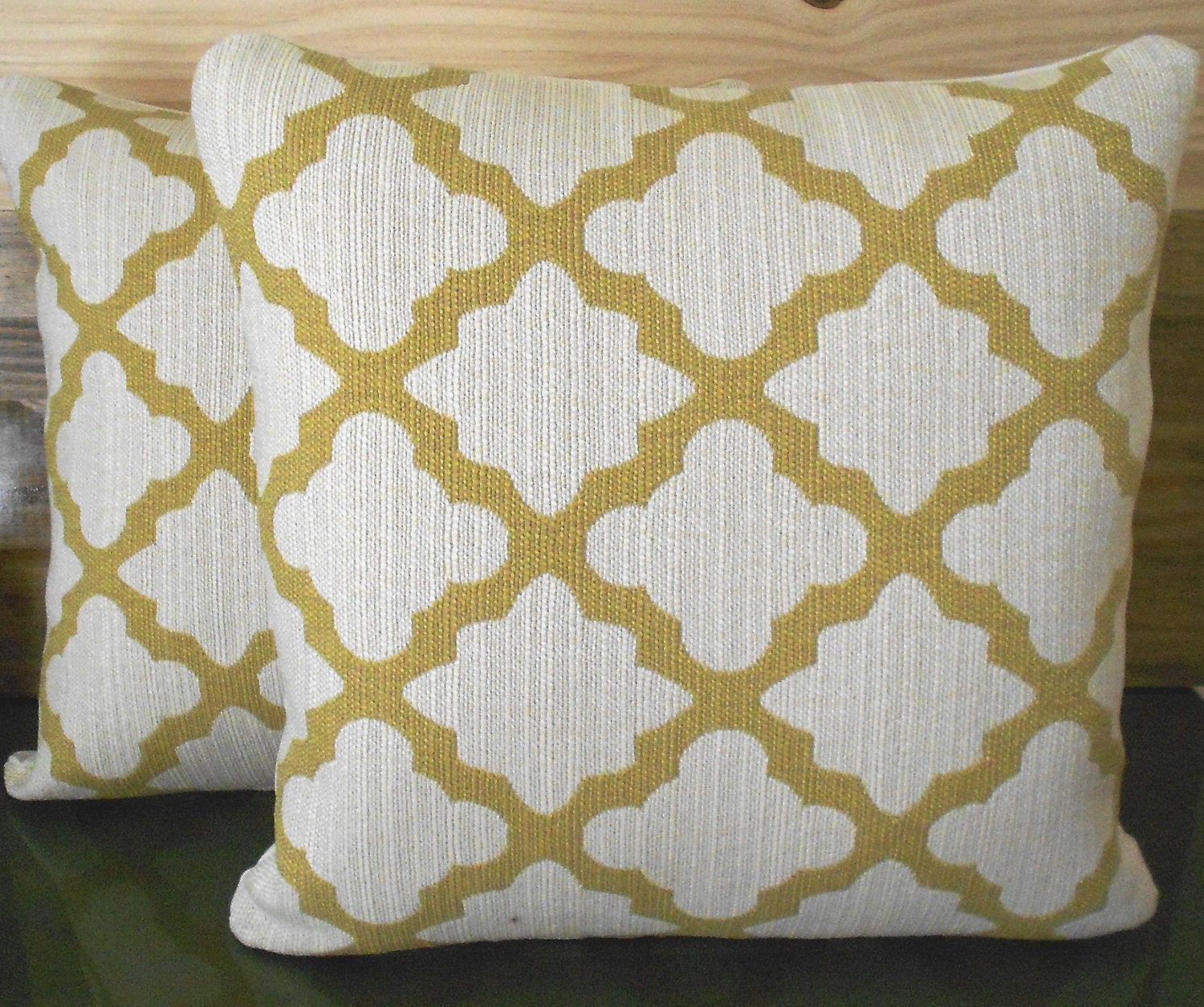 Pair of Citrine and ivory morrocan decorative pillow covers