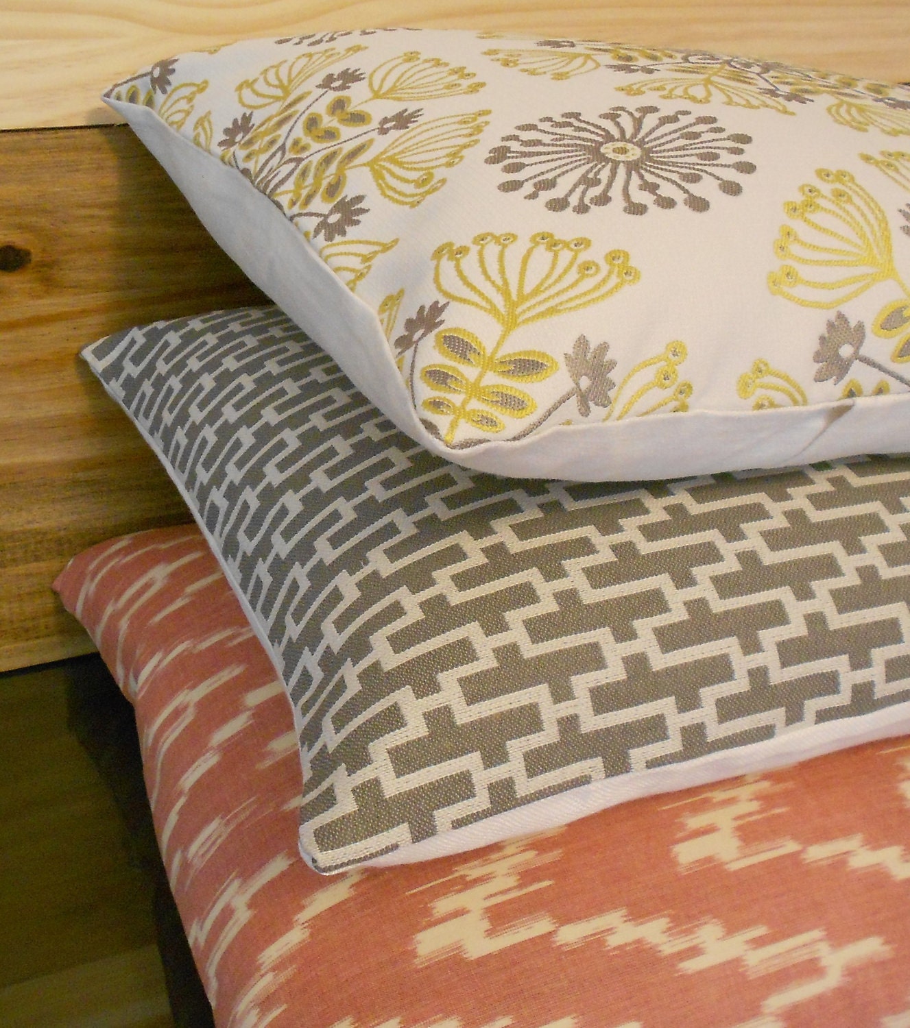Yellow and gray floral medallion decorative pillow cover