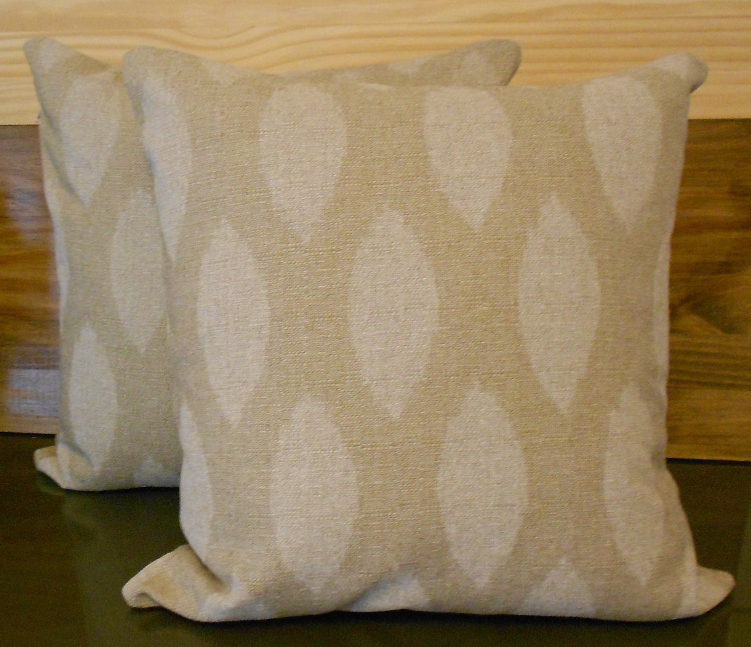Natural beige ikat dots decorative pillow cover
