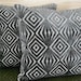 Pair of grey decorative pillow covers, cut velvet, retro diamonds, accent pillows, throw pillows