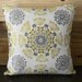 Yellow and gray floral medallion decorative pillow cover