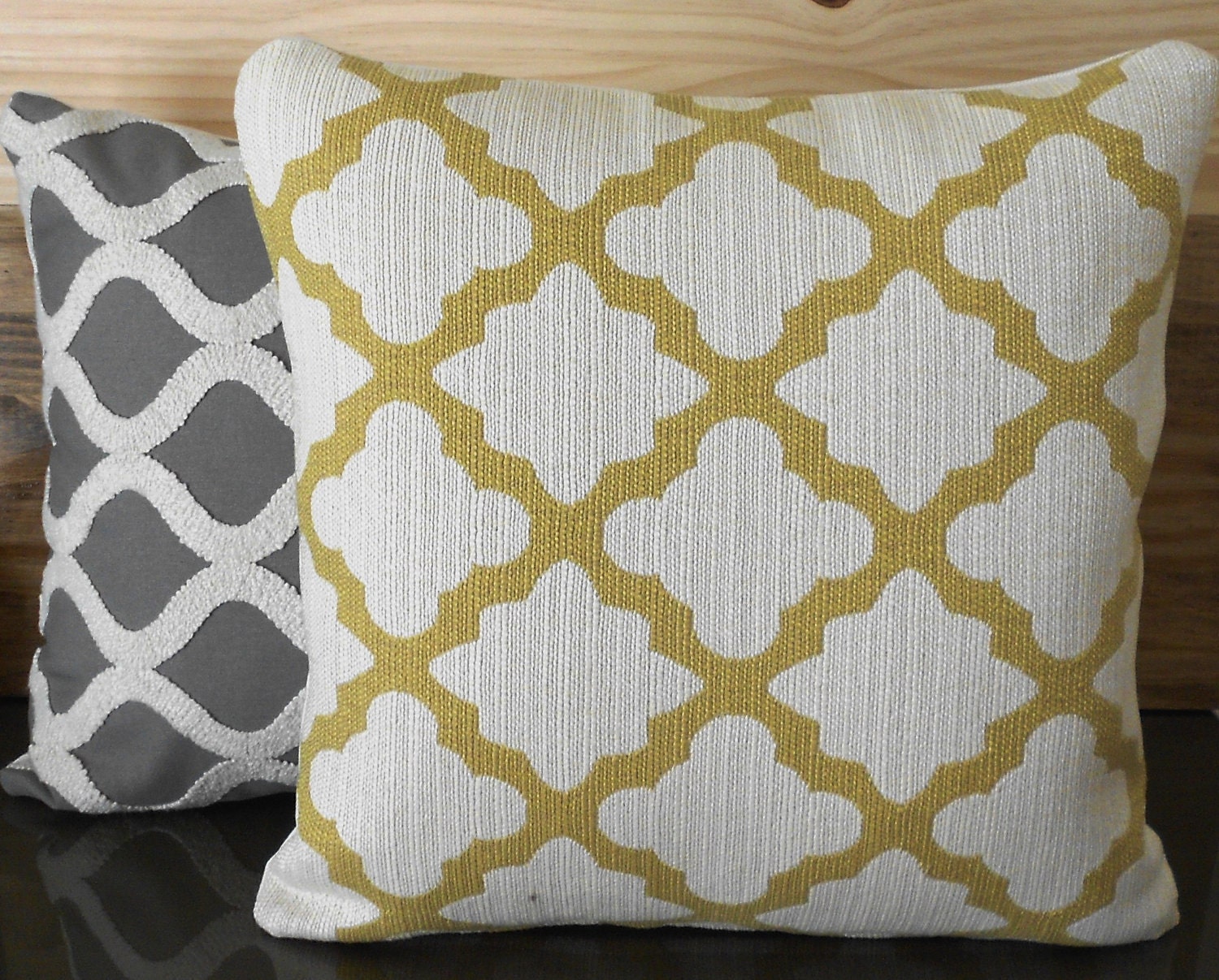 Pair of Citrine and ivory morrocan decorative pillow covers