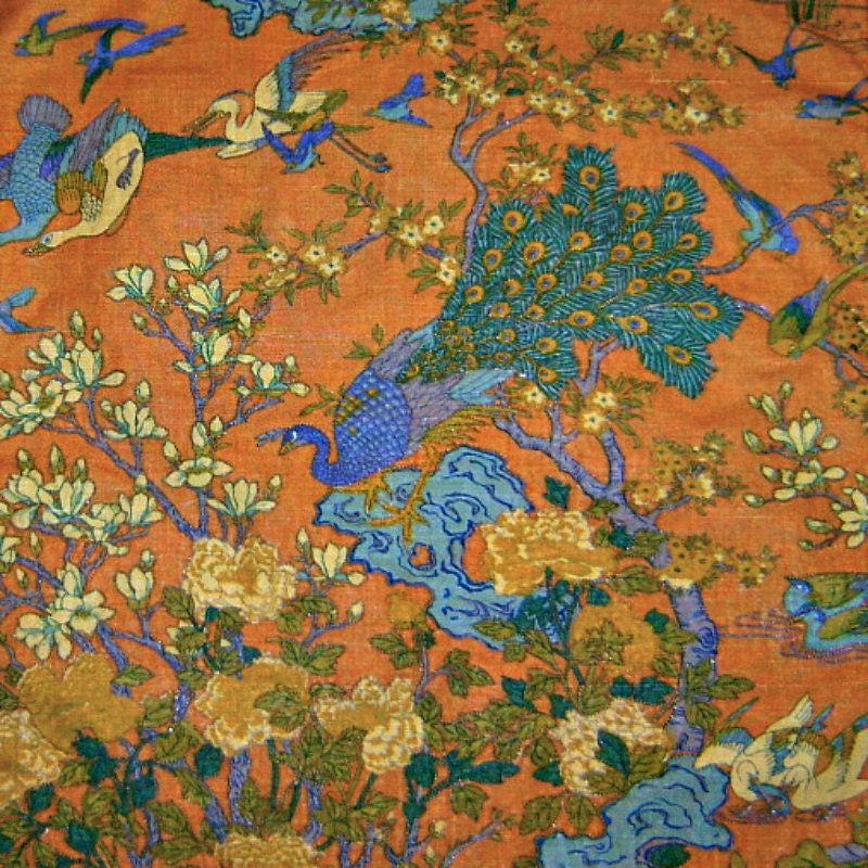 Vintage Asian Style Wall Hanging with Peacock