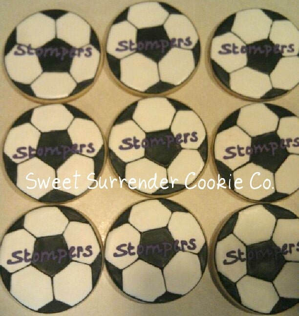 Soccer Ball Decorated Sugar Cookies - Personalized - One Dozen