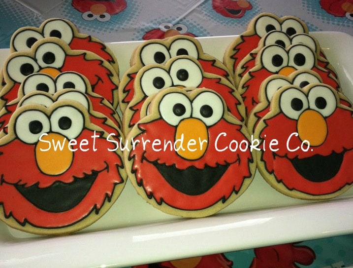 Elmo - Sesame Street - One Dozen Decorated Sugar Cookies Favors