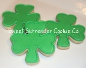 ONE Dozen Decorated Sugar Cookies - Shamrocks, St. Patrick's Day, Clover
