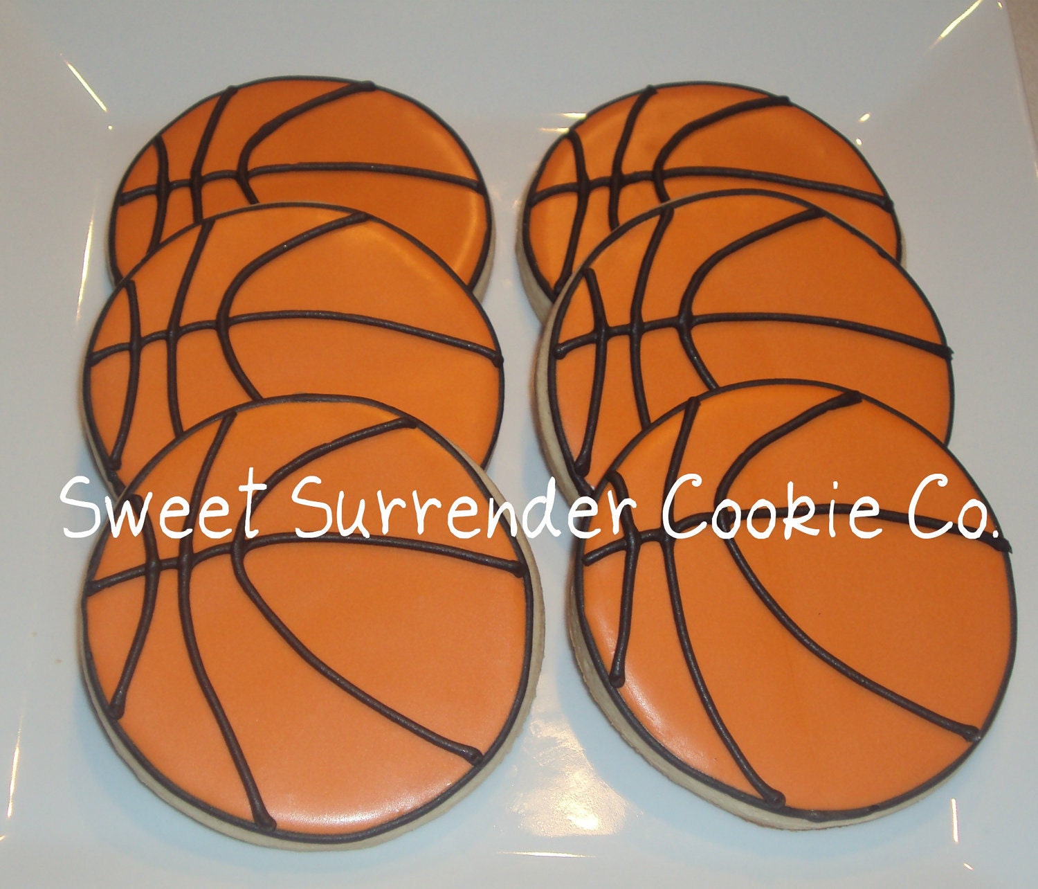 Basketball Decorated Sugar Cookies One Dozen by SSCookieCo