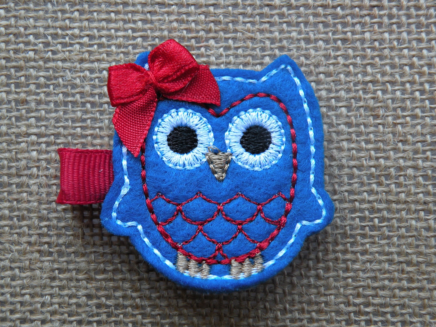 Fourth of July Patriotic Owl Hair Clippie