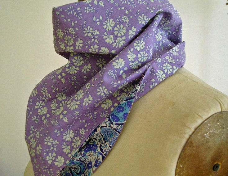 Liberty of London Scarf Bandana Paisley Blue and Purple Floral