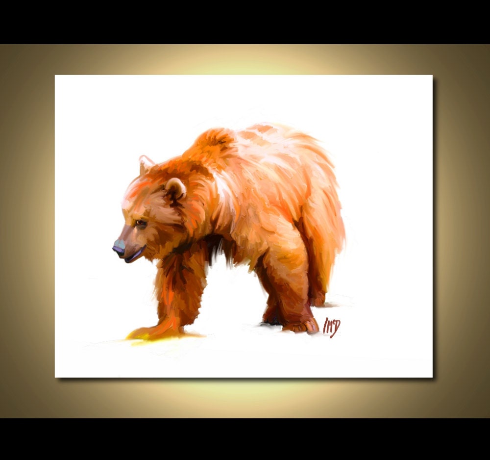 Bear Art Print - Grizzly Bear Art 8x10 - Bear Painting