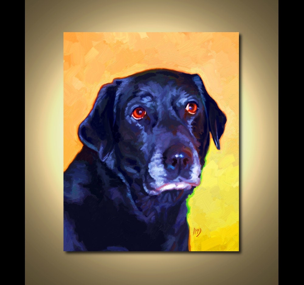 Black Lab Art Print 8x10 - Black Labrador Print