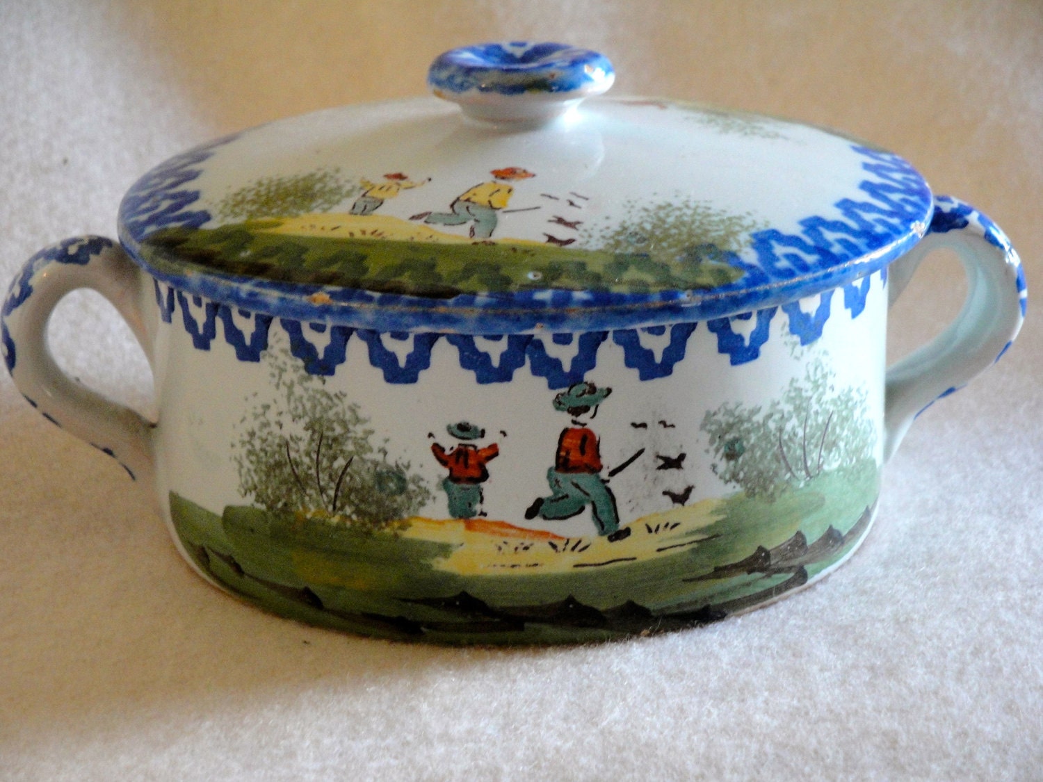 RARE Antique French FAIENCE Porridge Bowl