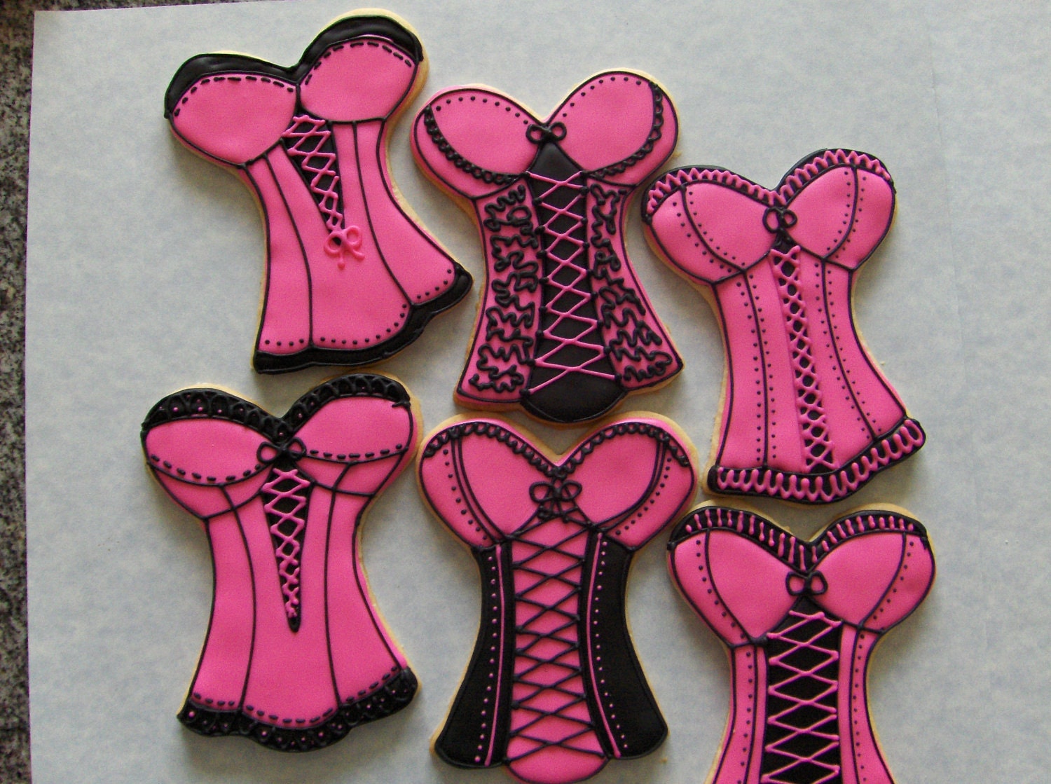 Voluptuous Bustier/Corset hand decorated sugar cookies for Bridal Showers, Bachelorette Parties, or Lingerie Parties