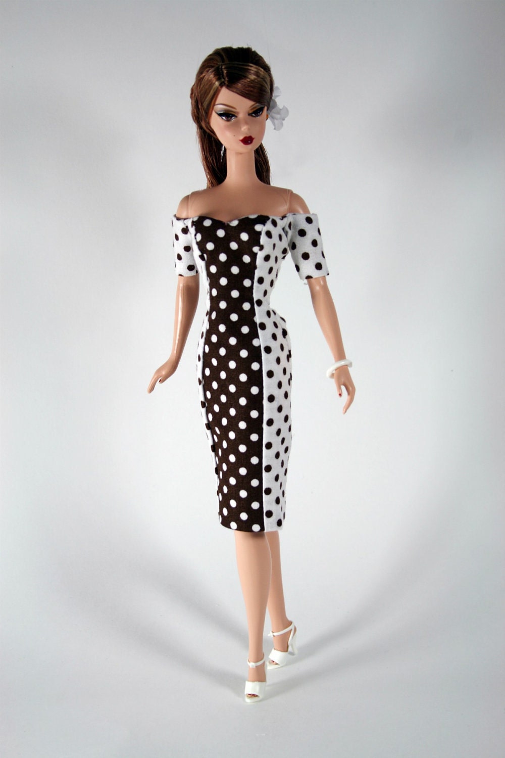 Brown & White Summer Dress for Barbie