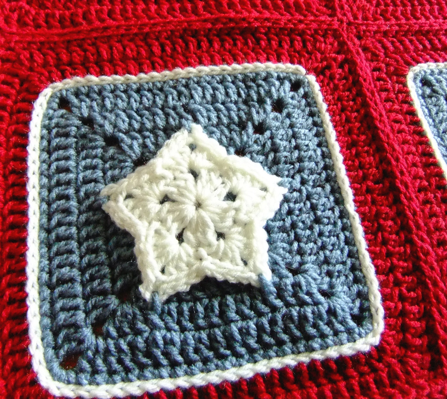 Crochet Pattern - American Star Afghan Block - PDF