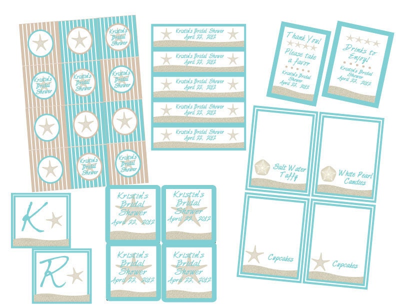 Bridal/Baby Shower Starfish/Beach Printable PDF Set Il_170x135