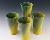 Clearance Sale - Tumblers with blue, green and yellow glaze