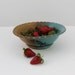 Dragonfly Berry Bowl / Colander in blue and brown