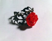 Red Resin Rose Ring