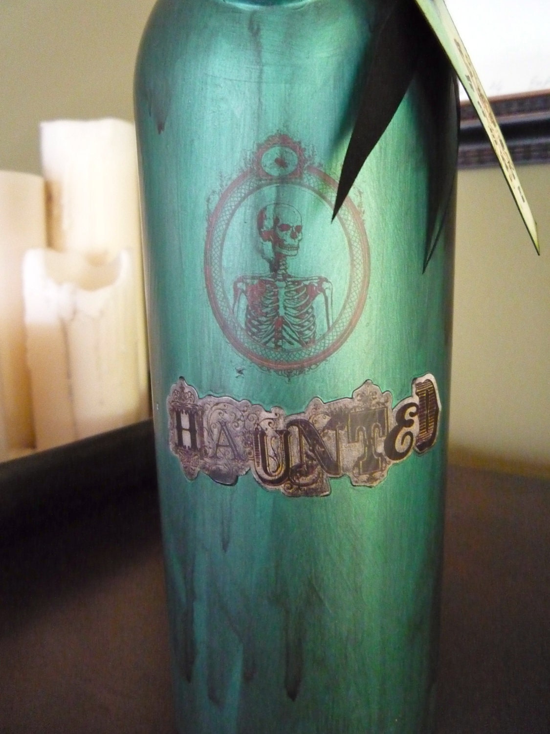 Decorative Painted Absinthe Bottle Green Fairy