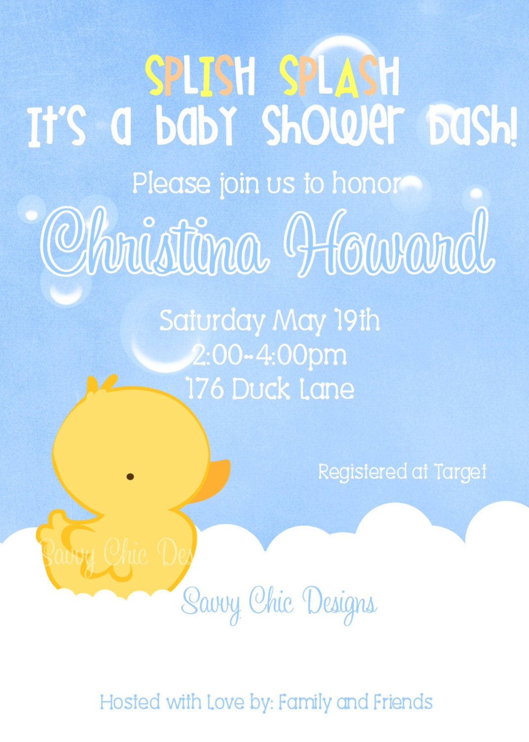 Baby Shower Rubber Duck Invitation- DIY Printable by Simply Sprinkled