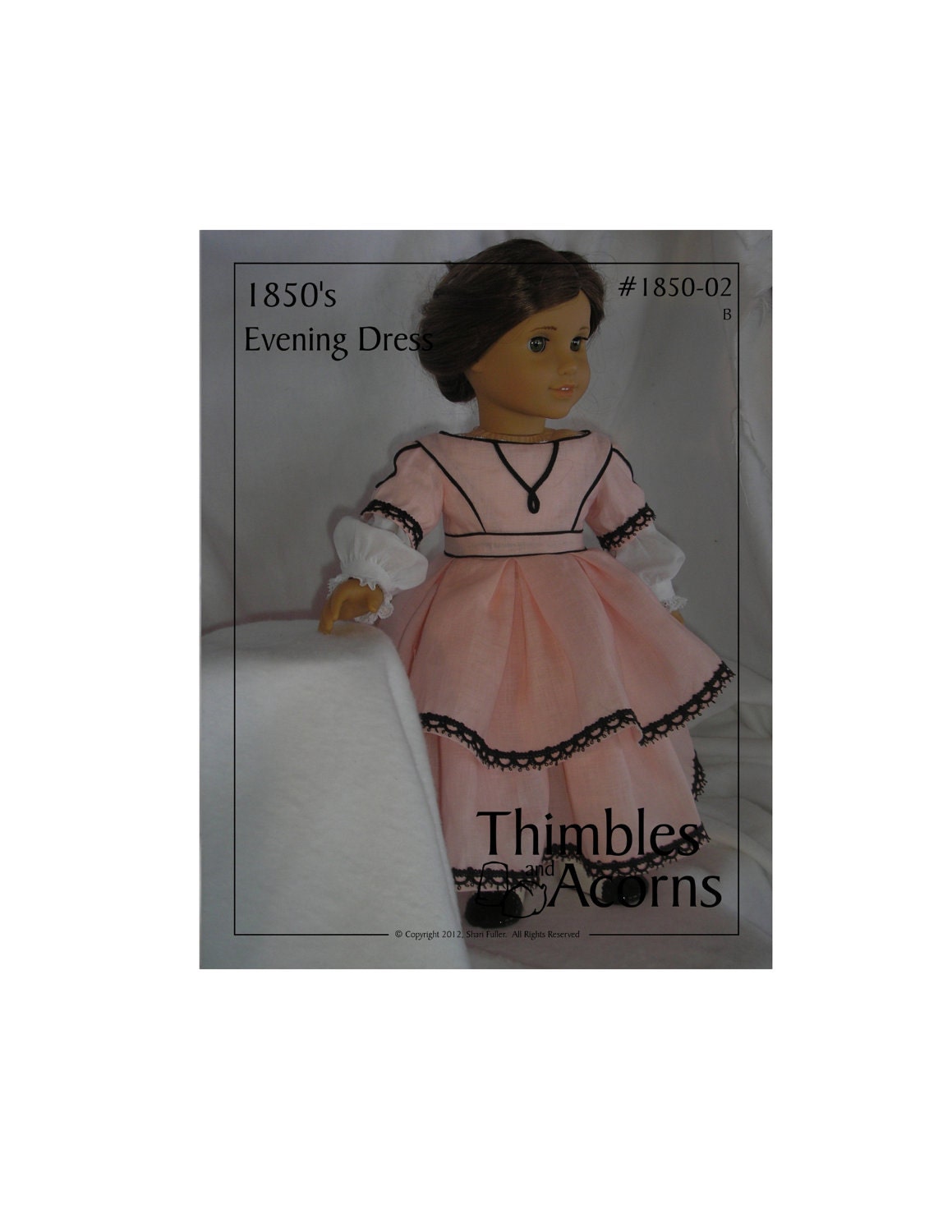 PDF Pattern for 1850 Evening Dress with Tiered Skirt  for 18 inch American Girl Doll