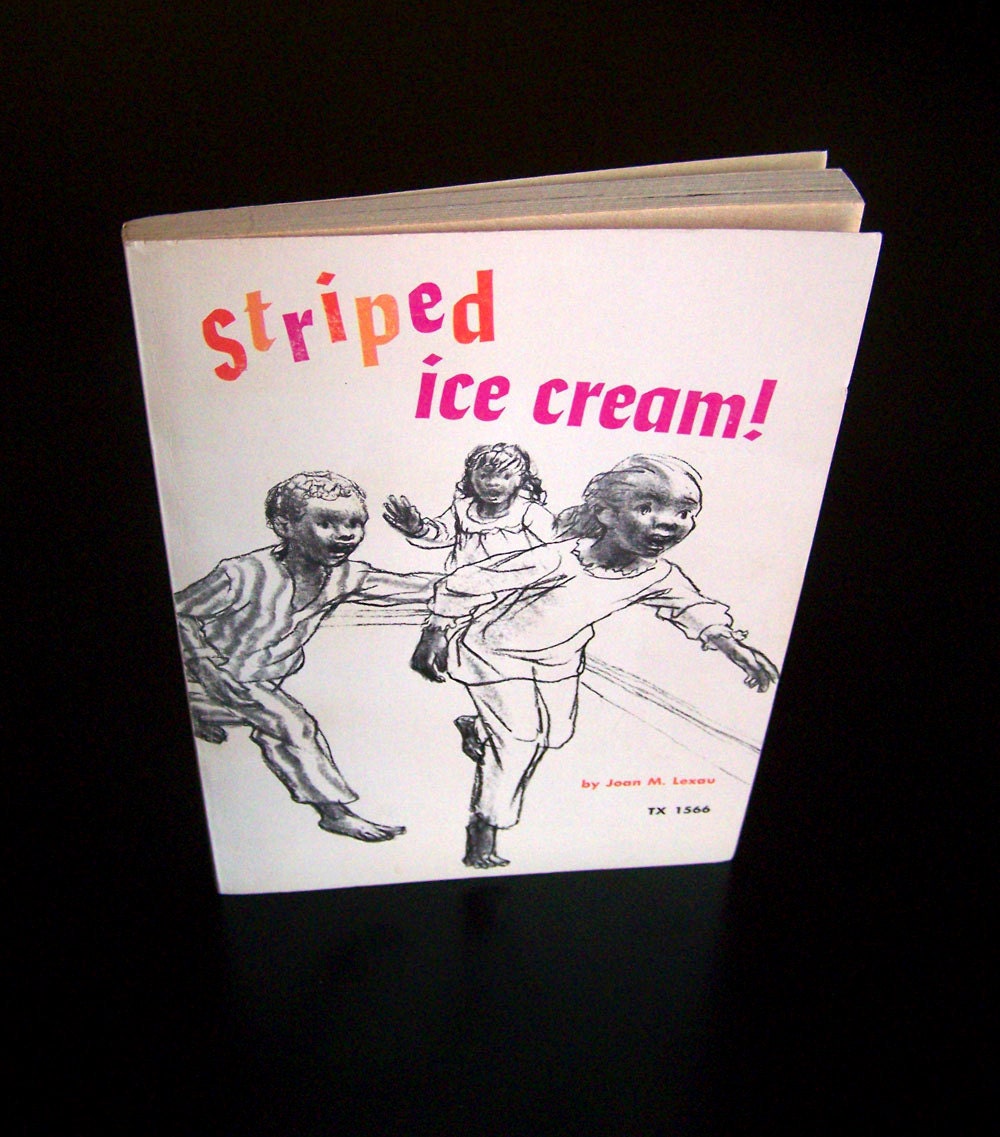 Vintage Children's Book Striped Ice Cream by MoonkittensTimeline