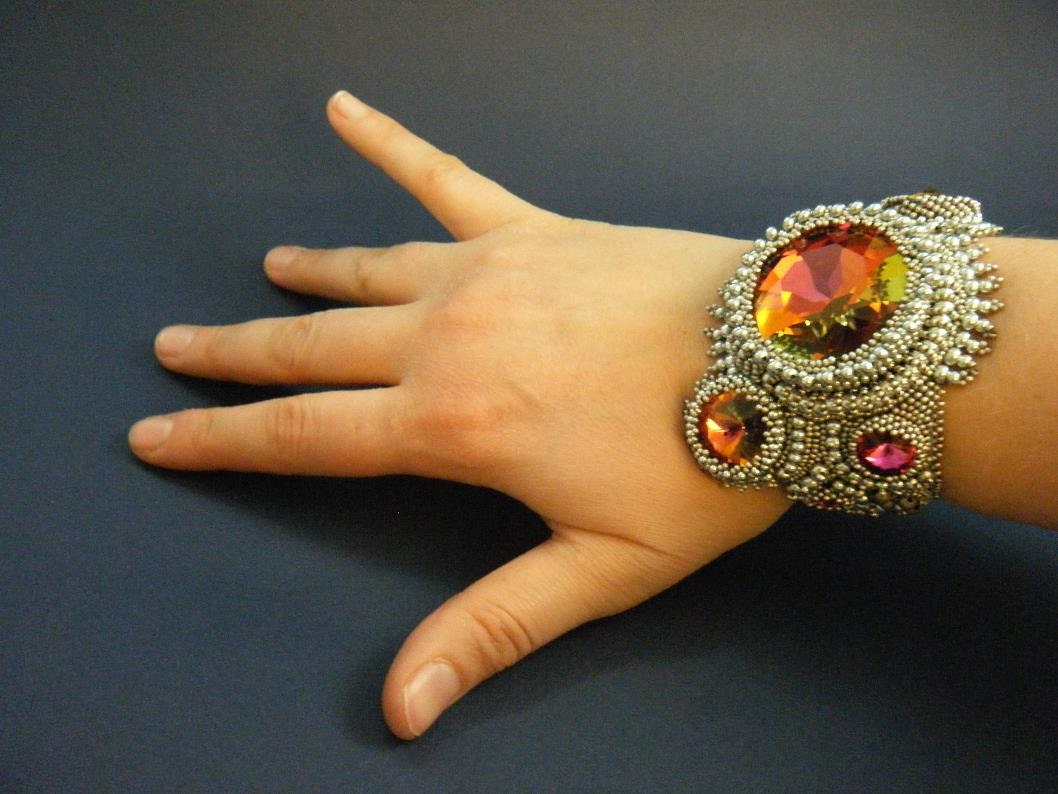 My Mine Bead Embroidery bracelet -  bead embroidered bracelet RESERVED for b.s.