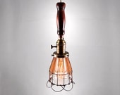 Vintage inspired work light, trouble light pendant with cloth covered cord, edison bulb "The Werthan"
