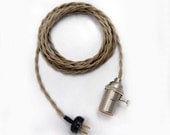 Cloth covered, plug in pendant light