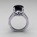 Classic 14K White Gold 3.5 Carat Black Diamond Solitaire Wedding Ring R301-14WGDBLL