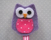 Purple and Pink Owl Pacifier Clip