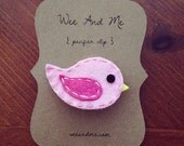 Lipstick Pink Bird - Felt Pacifier Clip - Baby Shower Gift