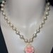 Gold Pearl necklace - Vintage pearls - Rose Cabochon - Pendant - Victorian inspired- Wedding Jewelry -