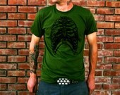 Men/Unisex OLIVE Rib Cage Bird Cage Jersey Cotton T Shirt by American Apparel (XS S M L) Choose Your Ink Color