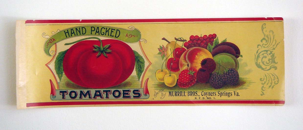 Vintage Antique Tomato Can Label by newhillstore on Etsy