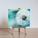 Dandelion photography mini print with easel fine art photography botanical nature aqua aquamarine summer teal blue dandelion print gift