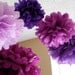 5 Tissue Paper Poms  in Purple Party