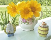 Mid-century kitsch mini-vase set made in Occupied Japan-dog delight and nauticul sight