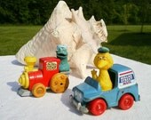 Retro 1980's Big Bird and Cookie Monster car set-vintage metal "Muppets" car set-instant collection