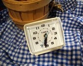 Vintage TIMEX Antique White Electric Alarm Clock 7369-002 Retro Kitsch