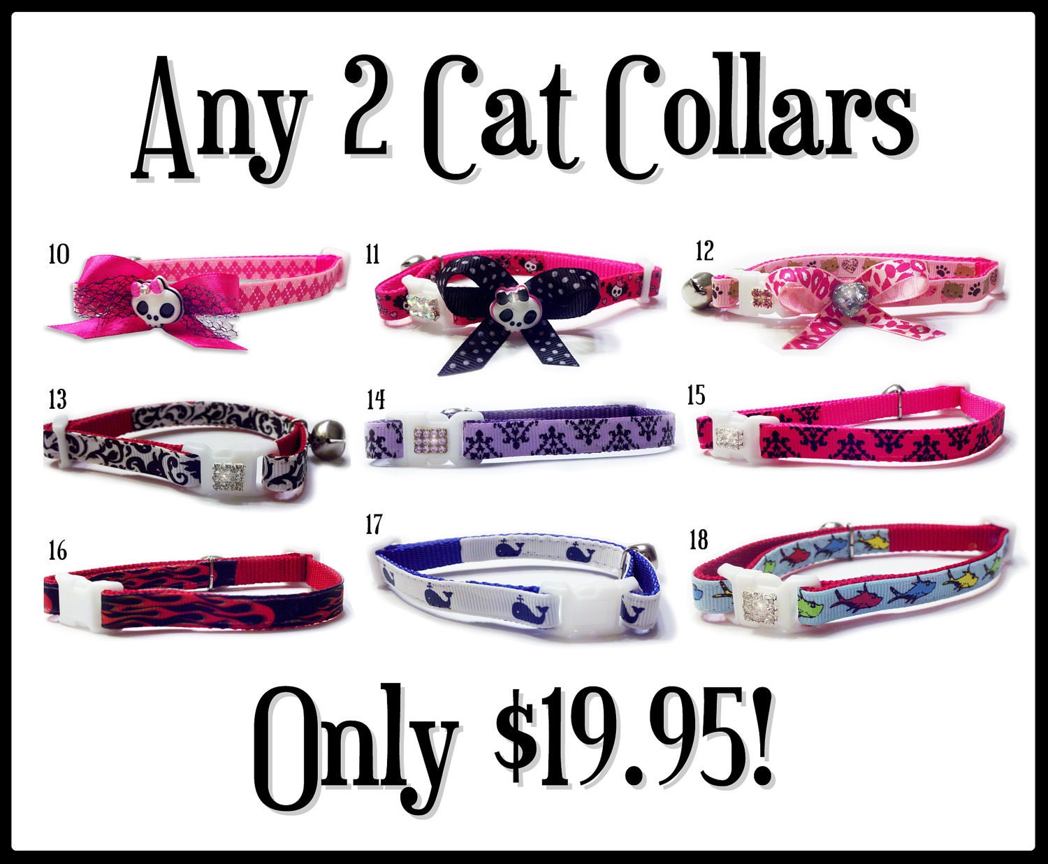 ANY 2 Cat Collars - Breakaway Safety Collars