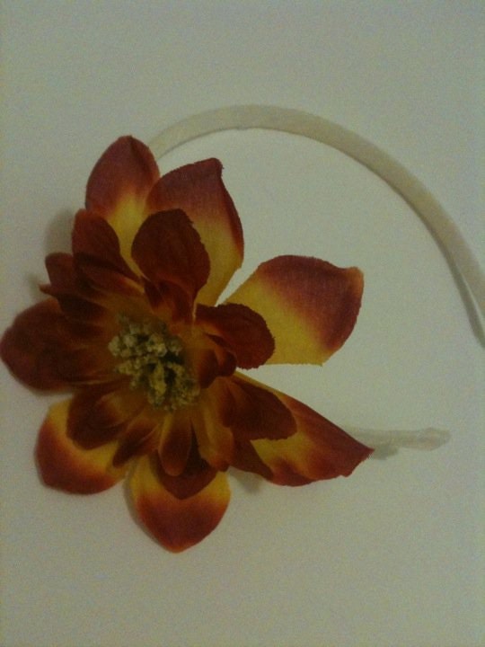 Red and Yellow Flower Headband