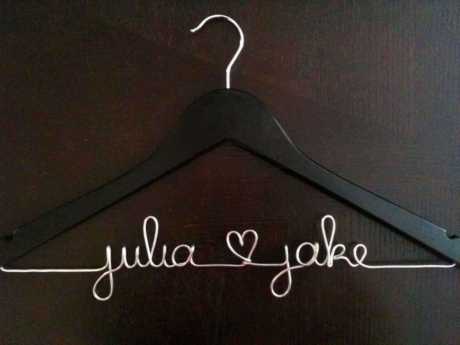 Custom Wedding Dress Hanger - BLACK - personalized with Bride & Groom's names