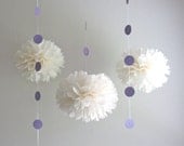 Glittered Lavender Garlands - Pom-Pom Accessories - Circle Garland - Lavender - Pom-Poms - Birthday, Weddings, Nursery
