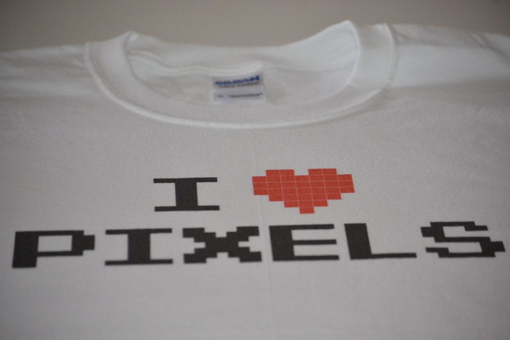 8bit T shirt I heart pixels womens mens youth teen kids geekery tshirt funny retro video game pixelated art XS S M L XL 2xl 3xl 4xl 5xl