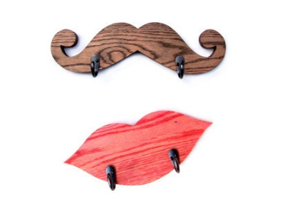 MUSTACHE LIPS COAT Racks / Hangers / His and Hers Set