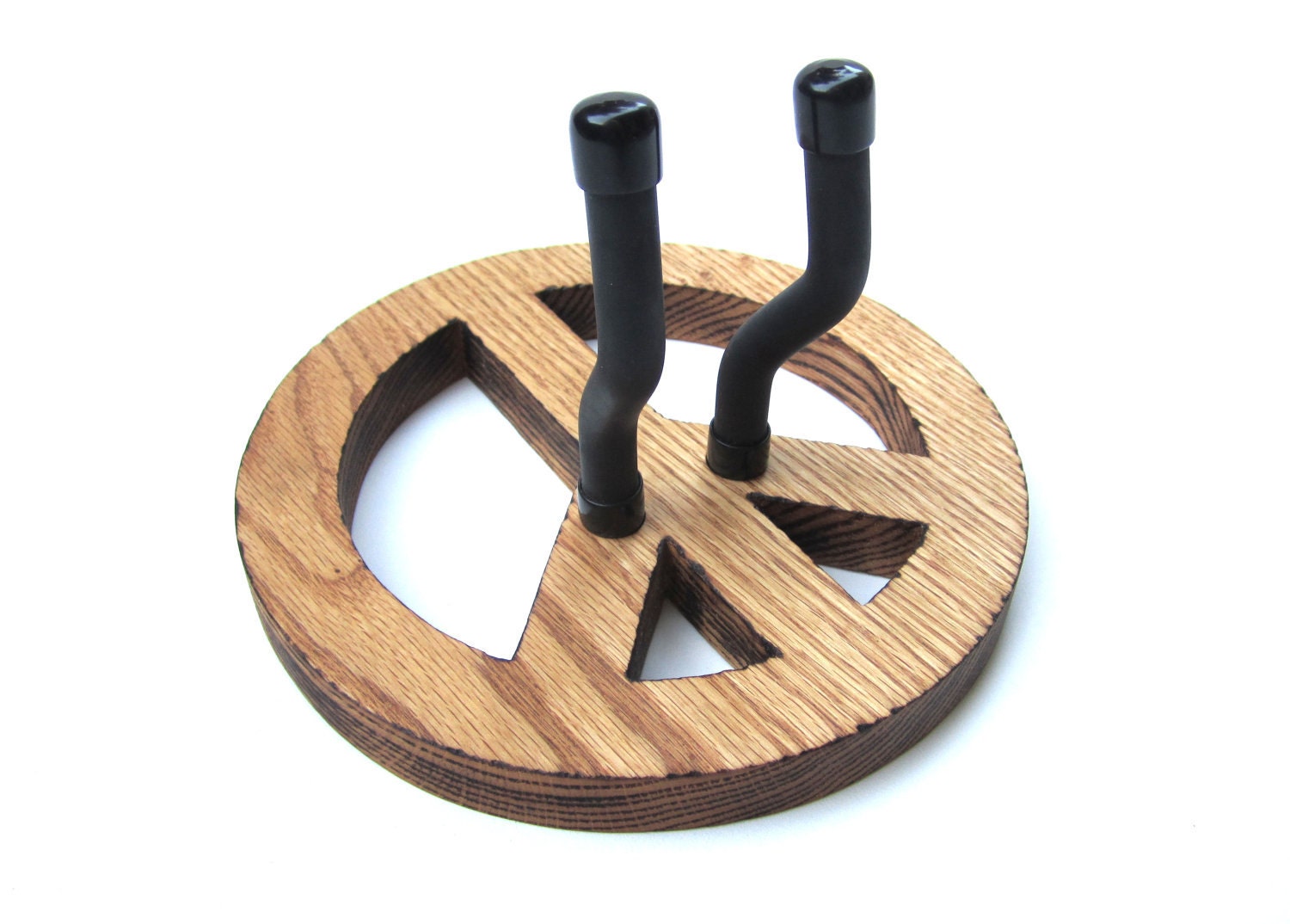 GUITAR HANGER / PEACE Sign / Woodburned Edges