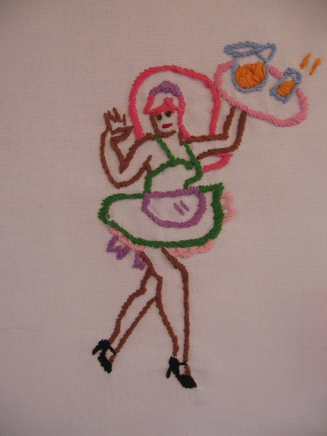 Made to Order-Hand Embroidered Waitress Tea Towel